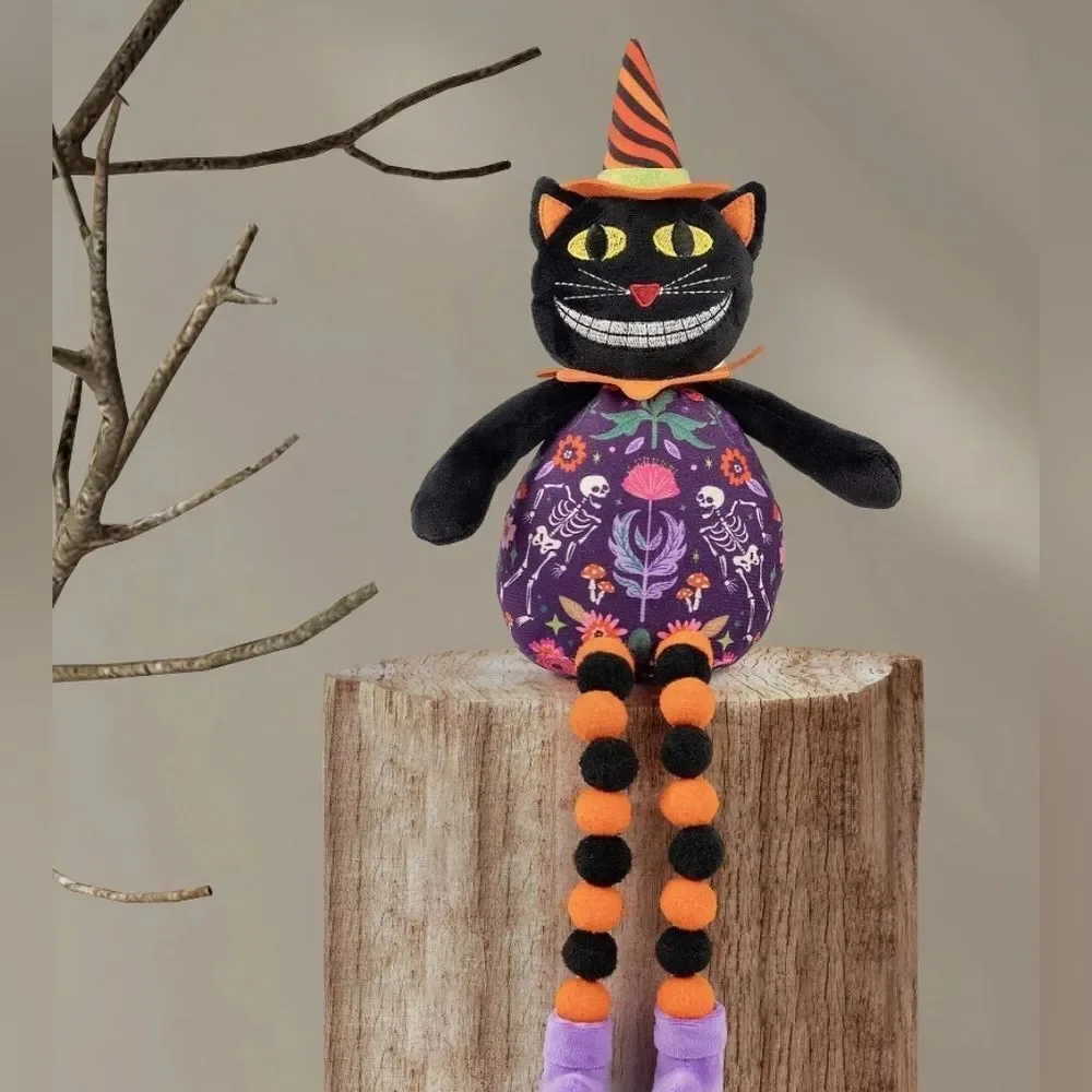 Plush Vintage Grinning Cat Tabletop Decor Multicolor 18